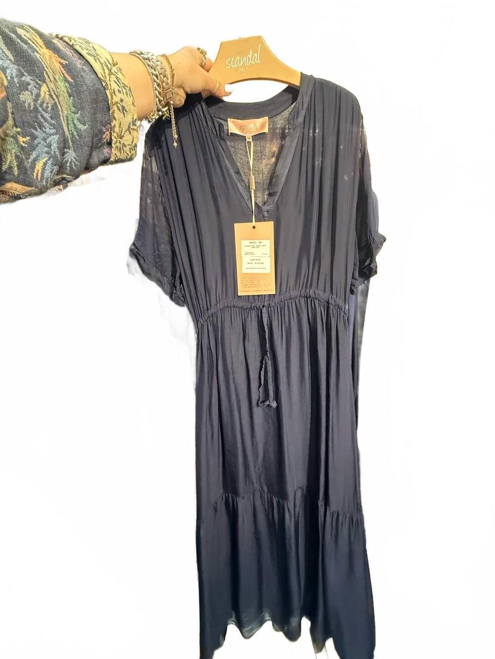 NEW SCANDAL ITALY women's maui v-neck dress in navy baby blue